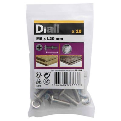 10 boulons poêlier inox A2 6 x 20 mm
