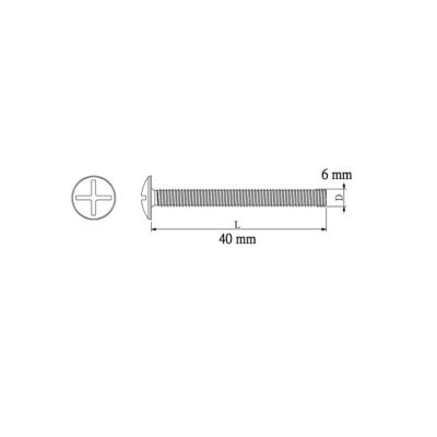 10 boulons poêlier tête plate 6 x 40 mm