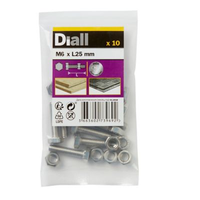 10 boulons tête héxagonale inox 6 x 25 mm