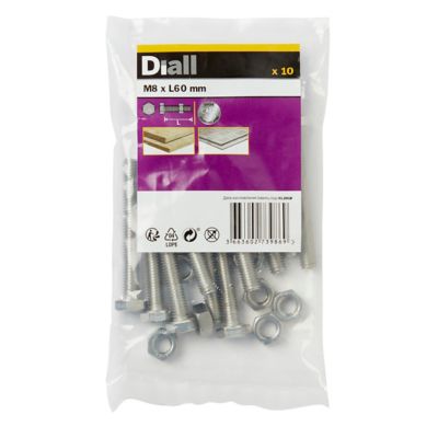 10 boulons tête héxagonale inox 8 x 60 mm