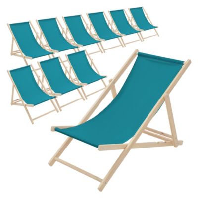10 Chaise longue jardin pliable ECD Germany bleu pétrole bois jusquà 120kg usage intérieur extérieur