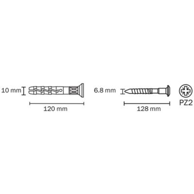 10 chevilles à frapper Diall nylon CS PZ Ø10x120mm