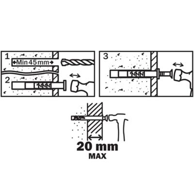 10 chevilles à frapper Diall nylon CS PZ Ø8x60mm