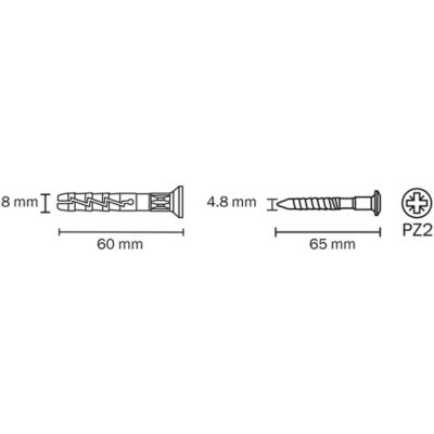 10 chevilles à frapper Diall nylon CS PZ Ø8x60mm