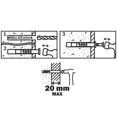 10 chevilles à frapper Diall nylon MSH PZ Ø8x60mm