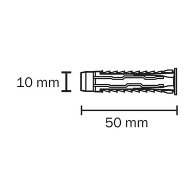 10 chevilles universelles Diall nylon CL Ø10x50mm