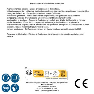 10 Forets Hélicoïdaux HSS Cobalt - Inox, Hardox, Aciers Très Durs 135  D. 5 x Lt. 86 x Lu. 26 x Q. 5 mm x Z2 - Diamwood