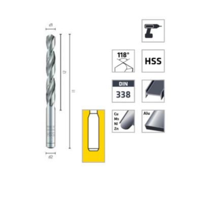 10 Forets Hélicoïdaux HSS DIN 338 RN - Aciers Carbone et Alliés 118  D. 2.6 x Lt. 57 x Lu. 30 x Q. 2.6 mm x Z2 - Diamwood