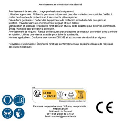 10 Forets Hélicoïdaux HSS DIN 338 RN - Aciers Carbone et Alliés 118  D. 2.6 x Lt. 57 x Lu. 30 x Q. 2.6 mm x Z2 - Diamwood