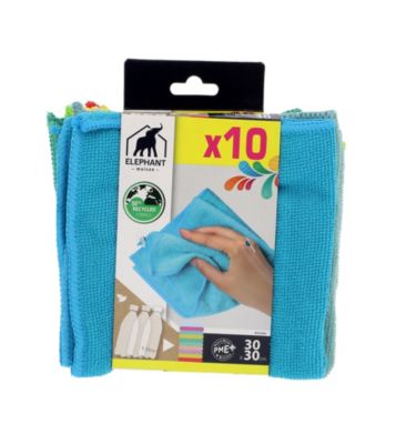 10 lavettes microfibre 30x30 cm Élephant