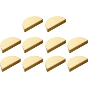 10 pièces Poignées de tiroir ou d'armoire en laiton brossé doré en forme de demilune 9,5 cm