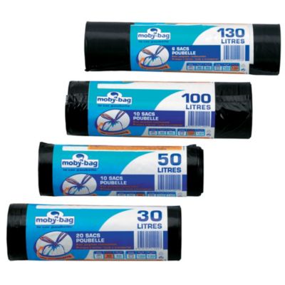 10 sacs poubelle à poignée bleu 100L