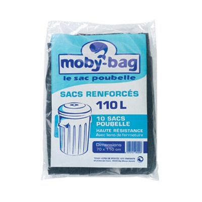 10 sacs poubelle renforcés noirs 110L