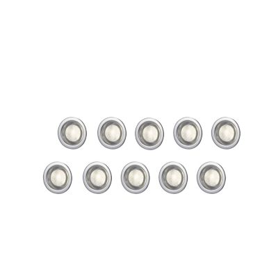 10 spots à encastrer Coldstrip LED intégrée 4.9W IP65 et IP67 GoodHome argent lumière blanche