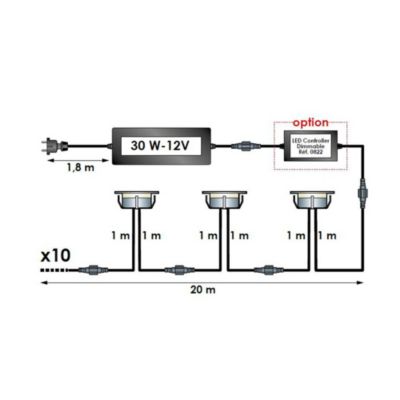 10 Spots LED à Encastrer - Blanc Chaud - Transformateur 30W - SOFIA - Plug & Play - Dimmable