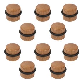 10 Un. Butée de porte adhésive en bois de chêne naturel - Diamètre 37MM