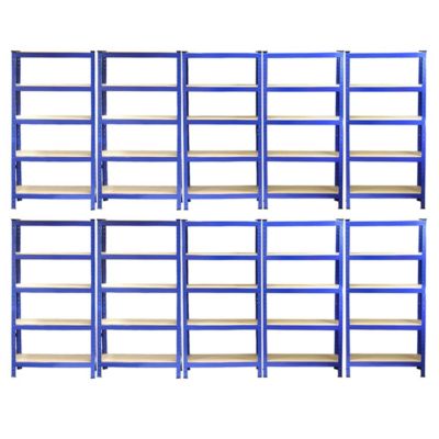 10 x Monster Racking T-Rax Rayonnage Étagère Robuste, Bleu, 75cm L, 30cm P