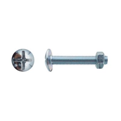 100 Boulons Poêlier Tête Ronde Large Fendue en Croix 6 x 100 mm - NFE 25129/4032 - Zingué blanc - D-Work