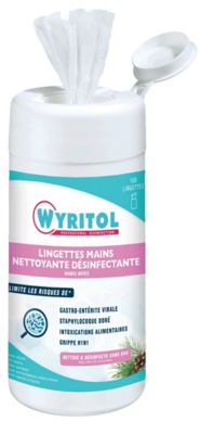 100 lingettes mains nettoyantes désinfectante Wyritol