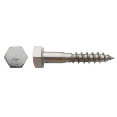 100 Tirefonds Bois Tête Hexagonale 6 x 120 mm - DIN 571 - Inox A2 - D-Work