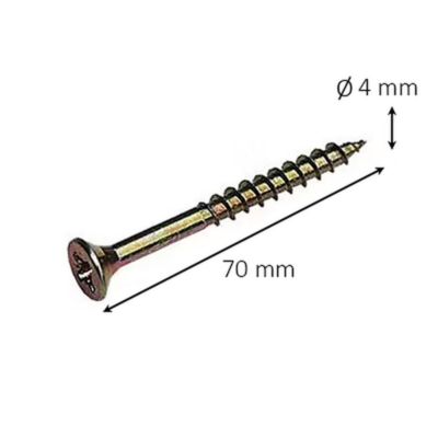 100 vis aggloméré tête fraisée pozidriv acier bichromaté Diall Ø4 x 70 mm