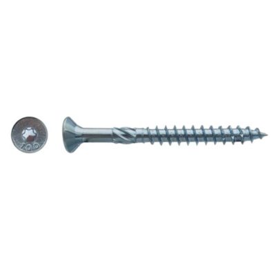 100 Vis pour Construction Bois Tête Fraisante Torx T30 6 x 120 mm - Zingué blanc - D-Work