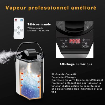 1000W Sauna à Vapeur Portable 3L Sauna Cabine Pliable avec Chaise Température Réglable à 64 degrés 9 Minuterie Réglable Noir