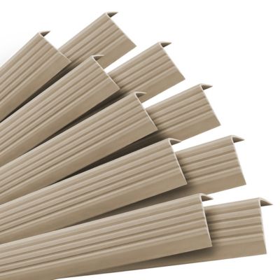 10x Nez de marche PVC antidérapant 40x25 mm QUEST, profil autocollant avec rainures, 100 cm, beige