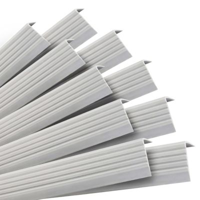 10x Nez de marche PVC antidérapant 40x25 mm QUEST, profil autocollant avec rainures, 100 cm, gris clair