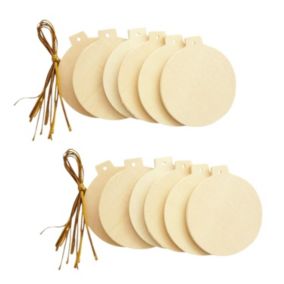 12 boules de Noël en bois plates à suspendre 6 cm