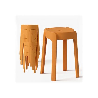 12 Tabourets Gigognes empilables BM HOME TAB-ORANGE en plastique, légers pour la maison, salle de classe, cuisine, jardin