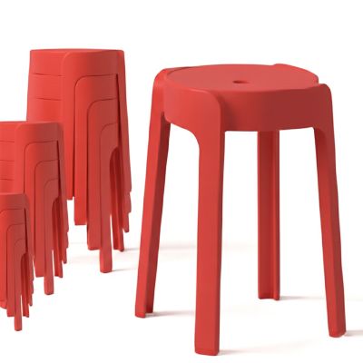 12 Tabourets Gigognes empilables BM HOME TAB-ROUGE en plastique, légers pour la maison, salle de classe, cuisine, jardin