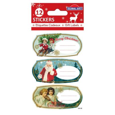 12 étiquettes adhésives de Noël - Médaillons Vintage