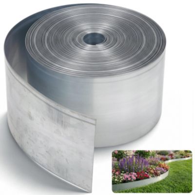12cm Bordure de jardin en acier galvanisé en rouleau, bordure paysagère métallique flexible sans creuser pour parterres de fleurs