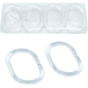 12pcs Transparent Anneaux de Rideau de Douche en Plastique en Forme de C Crochets de Rideau pour Rideau de Porte, Rideau de fenêtr