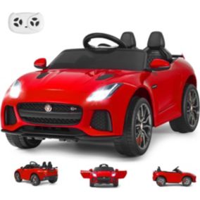 12V Jaguar Voiture Electrique avec Télécommande Enfant Démarrage Frein en Douceur Sons Musique Volume Réglable Rouge