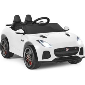 12V Jaguar Voiture Electrique avec Télécommande Enfants Démarrage Frein en Douceur Sons Musique Volume Réglable Blanc