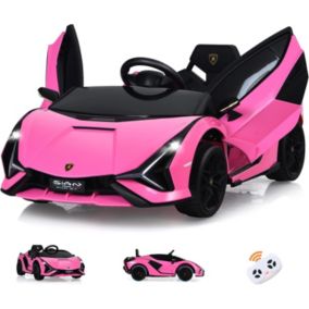 12V Voiture Electrique Enfant Cabriolet Lamborghini de Portes Ciseaux Telecommande Vehicules Rose