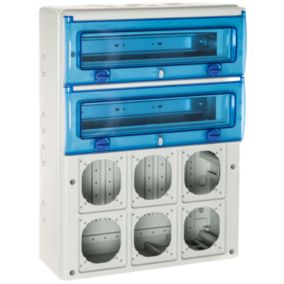 1332pv6 Coffret étanche Ip65 Pour 6 Prises Industrielles à Composer - 2 Rangées De 16 Modules - Solera Indubox