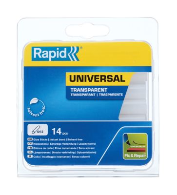 14 Bâtons de colle transparente universelle 12 mm Rapid 125 G
