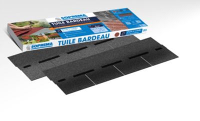 14 Tuiles bitumées 2m² noir, plaques de 100x34cm Soprema