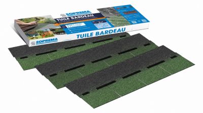 14 Tuiles bitumées 2m² vert, plaques de 100x34cm Soprema