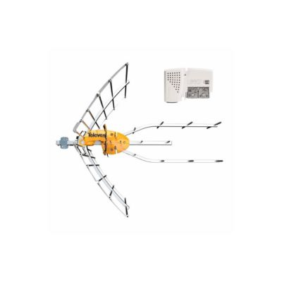 148921 Antenne TV Rateau Terrestre Ellipse UHF (C21-48) G 38dBi LTE700 + Alimentation 12V TELEVES