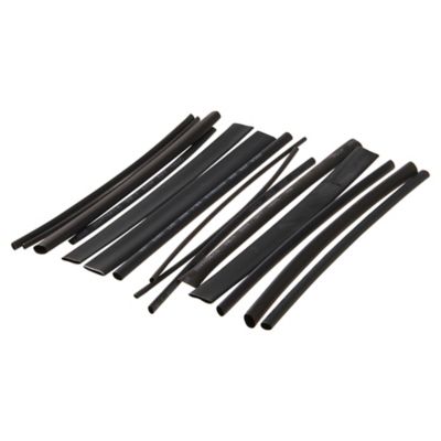 15 gaines thermorétractable noires ø8/ø6/ø4/ø3/ø2 mm