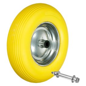 15" Roue brouette caoutchouc plein gomme PU 4.80 4.00-8, 390 mm avec axe
