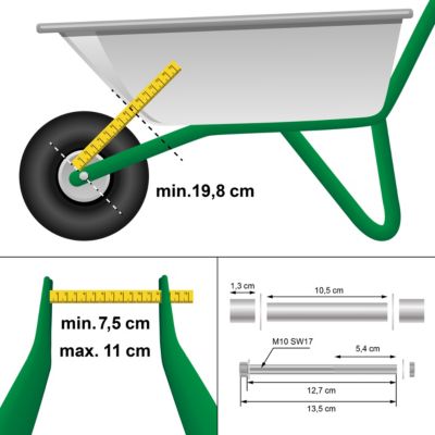 15" Roue de brouette pneumatique à air gonflable 4.80 / 4.00-8 axe inclus 390 mm