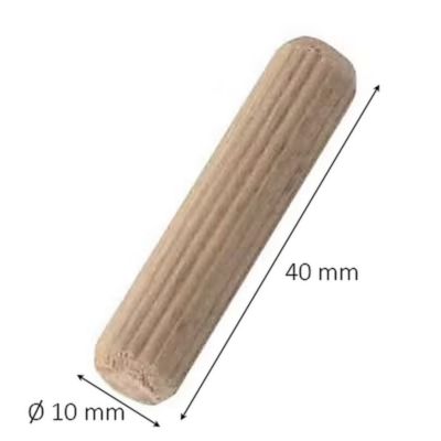 15 tourillons stries Hêtre ø10 mm x l. 40 mm