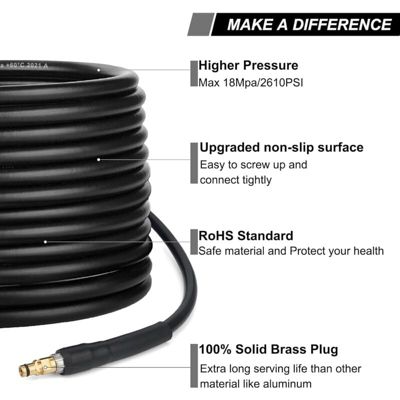 15m Tuyau d'extension de tuyau de rechange haute pression pour nettoyeur haute pression Karcher K Series K2 K3 K4 K5 K6 K7 (15m)