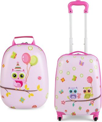 16 Pouces Valise Enfant à Roulettes avec 12 Pouces Sac à Dos,Motifs Mignons et Divers,Roulettes Silencieuses et Lisses