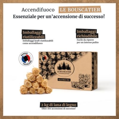 160 à 170 allume-feu en laine de bois et cire végétale 100% naturel pour cheminée poêle four à pizza cuisinière Barbecue brasero.